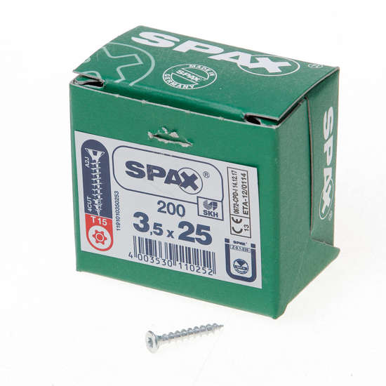 Afbeeldingen van Spax Spaanplaatschroef platverzonken kop verzinkt T-Star T15 3.5x25mm (per 200 stuks)