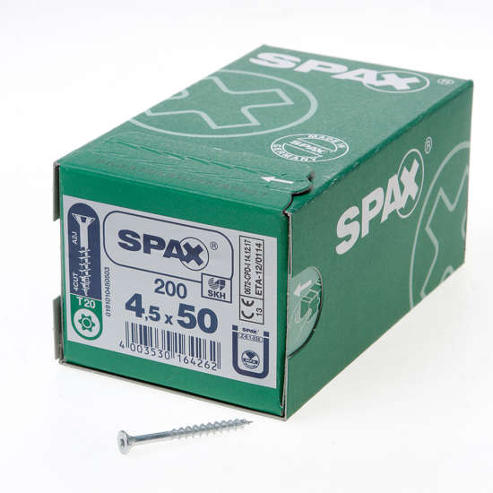 Afbeeldingen van Spax Spaanplaatschroef platverzonken kop verzinkt T-Star T20 deeldraad 4.5x50mm (per 200 stuks)