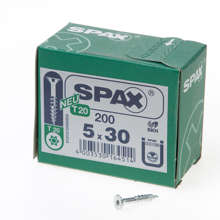 Afbeeldingen van Spax Spaanplaatschroef platverzonken kop verzinkt T-Star T20 deeldraad 5.0x30mm (per 200 stuks)