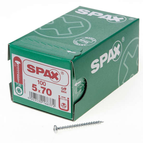 Afbeeldingen van Spax Spaanplaatschroef cilinderkop verzinkt T-Star T20 5.0x70mm (per 100 stuks)