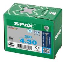 Afbeeldingen van Spax Spaanplaatschroef platverzonken kop RVS T-Star T20 voldraad 4.0x30mm (per 200 stuks)