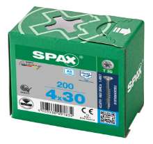 Afbeeldingen van Spax Spaanplaatschroef platverzonken kop RVS T-Star T20 deeldraad 4.0x30mm (per 200 stuks)