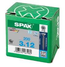 Afbeeldingen van Spax Spaanplaatschroef platverzonken kop RVS T-Star T10 voldraad 3.0x12mm (per 200 stuks)