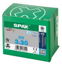 Afbeeldingen van Spax Spaanplaatschroef platverzonken kop RVS T-Star T10 voldraad 3.0x30mm (per 200 stuks)