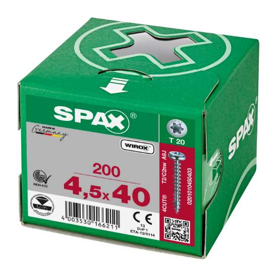 Afbeeldingen van Spax Spaanplaatschroef bolkop verzinkt T-Star T20 4.5x40mm (per 200 stuks)